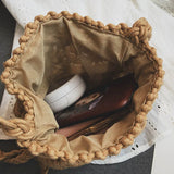 Ciing Cotton Rope Woven Women's Shoulder Bag Bohemian Handmade Crossbody Bags Knitted Summer Bucket Straw Beach Bag Female Handbags