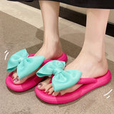 Ciing  Korean Slik Bowtie Flip Flops Female Soft Sole Cloud Slippers Shoes Woman  Summer Platform Flat Heels Sandals Women Slides