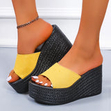 Ciing   Summer Platform Wedges Slippers Women Yellow Open Toe Thick Bottom Sandals Woman Outdoor Casual Beach Shoes Ladies 43