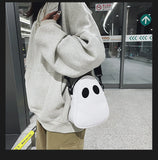 Ciing Fashion funny personality backpack fun lovely devil ghost couples clash colors stitching tide PU small capacity backpack