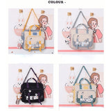 Ciing Women Multifunction Shoulder Bag Handbag Backpack Large Capacity School Bag Women Nylon Bag Contrasting Color Design Square Bag