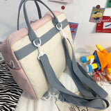 Ciing Women Multifunction Shoulder Bag Handbag Backpack Large Capacity School Bag Women Nylon Bag Contrasting Color Design Square Bag