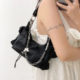 Girls Bag Nylon FLAP Fashion New Korean Sweet Chains Shoulder Bags Handbags Solid Zipper SOFT Women Bag Small Fresh