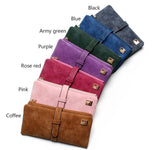 Ciing New Fashion Women Wallets Drawstring Nubuck Leather Zipper  Long Design Purse Two Fold More Color Clutch