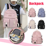 Ciing Girls Students School Backpack Preppy Style Canvas Hit Color Pocket Backpack Women Large Capacity Rucksack Casual Handbags