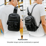 Ciing Lightweight Multifunction Men's Backpack Fashion Chest Bag Small Shoulder Bags For Men Crossbody Bag PU Leather Small Backpacks