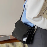 Ciing Retro Patent Leather Shoulder Bag For Women Luxury Flap Crossbody Bag Solid Color Underarm Bag Red Crossbody Bag Lady Handbag