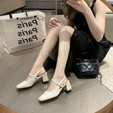 Ciing Mary Jane High Heel Sandals with Diamond Square Buckle Head and Skirt Style Women Shoes Fashionable Versatile Lolita 35-39