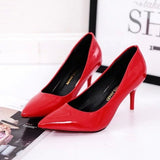 Ciing Large Size Women's Pumps Pointed Toe Patent Leather High Heels Dress Shoes White Wedding Shoes Thin Heels Basic Pump Red