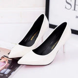 Ciing Large Size Women's Pumps Pointed Toe Patent Leather High Heels Dress Shoes White Wedding Shoes Thin Heels Basic Pump Red
