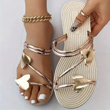 Ciing Elegant Women's Heart Flat Sandals Open Toe Woman Slippers Non Slip Shoes Outdoor Beach Slides Women Sandals Summer