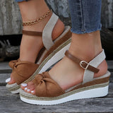 Ciing Summer Mix Color Platform Sandals Women Comfort Med Heels Espadrille Shoes Woman Ankle Buckle Wedges Sandalias De Mujer