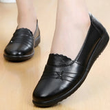 Ciing Mom Shoes Genuine Leather Flats Non Slip Adult Leather Shoes Women Loafers Big Size 10 Flats Shoes Women scarpe donna