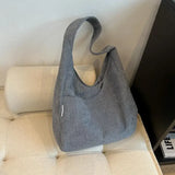 Ciing Canvas Shoulder Women's Tote Bag Corduroy Simple Casual Large Capacity Designer Handbags For Women Travel Solid Shopper Bag