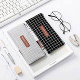 Ciing Geometry Grid Dot Student Pencil Case School Pen Case for Girls Boys Stationery Storage Organizer Bag Simple Canvas Pencil Bag