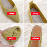 Ciing Stretch Knit Ballet Flats Women Loafers Spring Breathable Mesh Flat Shoes Ballerina Moccasins Casual Pointed Toe Boat Shoes