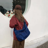 Ciing Denim Women's Bag New Eco Reusable Ladies Handbags Canvas Shopping Travel Shoulder Bags Unisex Jeans Crossbody Bag Shoppers
