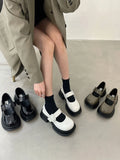 Ciing  Shoes Woman Flats Low Heels Oxfords Autumn Clogs Platform Dress Leather Fall New Creepers Retro Rubber  Mary Janes Basic