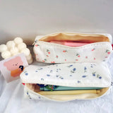 Ciing Cute Simple Flower Pen Bag for Girls Kawaii Stationery Large Capacity Pencil Case Pen Box Cosmetic Pouch Storage Bag