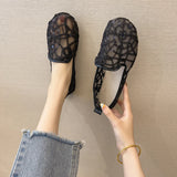 Ciing Hollow Lace Flat Shoes Women Summer Slip on Loafers Breathable Shoes Ladies Shoes Casual Fashion Black Sneakers