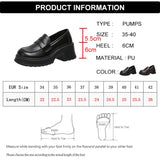 Ciing Pu Leather Platform Loafers Woman   British Style Thick Heels Oxfords Shoes Women Slip On College Gothic Shoes Mujer