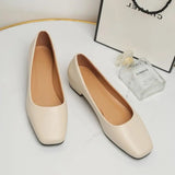 Ciing 2024 Spring New Flat Women Shoes Loafers Simple Low Heels Office Work Casual Shoes Slip on Flat Footwear Ladies Square Toe Shoes