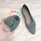 Ciing Stretch Knit Ballet Flats Women Loafers Spring Breathable Mesh Flat Shoes Ballerina Moccasins Casual Pointed Toe Boat Shoes