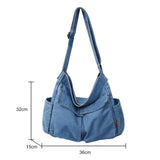 Ciing Vintage Denim Shoulder Crossbody Bags for Girls School Messenger Bags Travel Handbags Casual Large Capacity Women Shoulder Bags