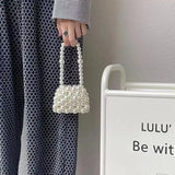 CiingWomen's Bag Designer Woven Pearl Bag Mini Lipstick Bag Clothes Decoration Shoulder Bag Beaded Crossbody Bag Handbags and Purses