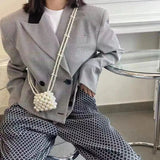 CiingWomen's Bag Designer Woven Pearl Bag Mini Lipstick Bag Clothes Decoration Shoulder Bag Beaded Crossbody Bag Handbags and Purses