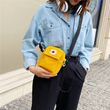 Ciing Little Daisy Women's Crossbody Bag New Korean Canvas Mini Shoulder Bag Simple and Versatile Small Phone Bag