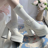 Ciing  White High Heels Mary Jane Lolita Shoes Women  Y2K Chunky Platform Thick Heeled Pumps Woman Diy Ankle Straps Cosplay Shoes