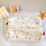 Ciing Cute Simple Flower Pen Bag for Girls Kawaii Stationery Large Capacity Pencil Case Pen Box Cosmetic Pouch Storage Bag