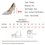 Ciing Luxury Gold Silver Women Pumps Shoes Spring Pointed Toe High Heels Party Wedding Shoes Woman Stiletto Heels Designer Shoes