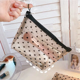 Ciing Women Travel Toiletry Wash Makeup Bag Storage Case New Zipper Make Up Bags Fashion Black Dot Transparent Mesh Cosmetic Bag