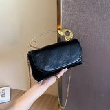 Ciing Woman Shoulder Bags Personality Pin Handbag High Quality PU Messenger Bag Fashion Chain Crossbody Bag Brand Female Dinner Bag
