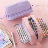 Nukty 4 Partitions Large Pencil Case Pen Bag School Student Pencil Cases Cosmetic Bag Stationery Organizer Office Supply