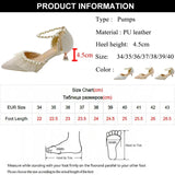 Ciing Sexy Lace Thin Heels Wedding Shoes Women 2023 New Pearl Ankle Strap Pumps Woman Elegant String Bead Med Heels Party Shoes