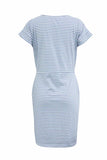 Ciing - Florcoo Striped Knot Design Grey Midi Dress(5 Colors)