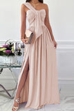 Ciing - Elegant Formal Solid Asymmetrical Solid Color One Shoulder Irregular Dress Dresses(7 Colors)