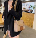 Ciing Vintage Bucket Bag Design Women Handbags Luxury Pu Leather Wide Strap Shoulder Crossbody Bags Large Capacity Tote Big Purse