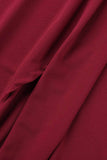 Ciing -Elegant Solid Slit Fold V Neck Evening Dress Dresses(4 Colors)