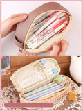 Ciing Bear High Capacity Two-layer PU Leather Pencil Case Japanese Student Stationery Kawaii School Supplies Cute Bags Back To School