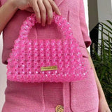 Ciing Pearl bead bag designer brand Clear Acrylic crystal stone box totes handbag women handmade summer party small bucket purse
