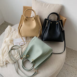 Ciing Fashion Women's Large Capacity Pu Leather Bucket Handbags Crossbody Bag Casual Messenger Travel Shoulder Bag Female Shopping Bag