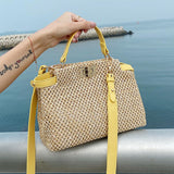Fashion Straw Women Handbag Design Brands Rattan Shoulder Crossbody Bag Wicker Woven Summer Beach Large Tote Bali Big Purse