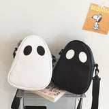 Ciing Fashion funny personality backpack fun lovely devil ghost couples clash colors stitching tide PU small capacity backpack