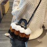 Ciing Fashion Plush Ball Women Crossbody Bags Designer Handbags Luxury Faux Fur Lady Shoulder Bag Warm Female Large Tote Purses