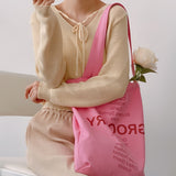 Ciing Women Shopping Bag Grocery List Design Ladies Cute Colors Shoulder Bag Eco Canvas Handbag Reusable Cotton Cloth Fabric Tote