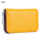 Ciing Genuine Leather Men Women Card Holder Small Zipper Wallet Solid Coin Purse Accordion Design rfid ID Business Credit Card Bags